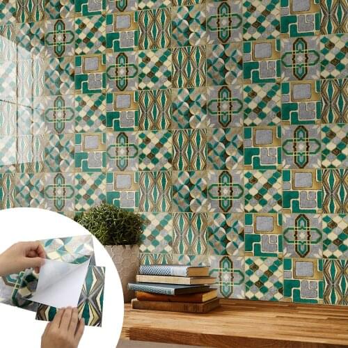 Self-adhesive Retro Tile Wall Sticker PVC Bathroom Kitchen Stairs Home Decoration Wallpaper Peel and Stick Waterproof Art Mural