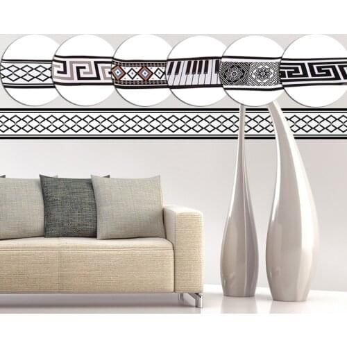 10cm*200cm Waist LinesTiles Self-Adhesive Waterproof Removable Wall Border Stickers for Kitchen and Bathroom Home Decoration