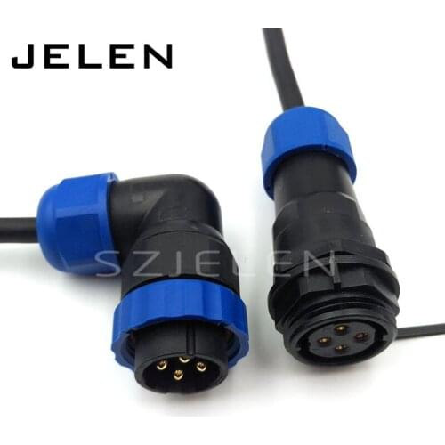 SD20 90 degree elbow waterproof connector4 pin IP68 panel mount connector 4 pin Male female connector