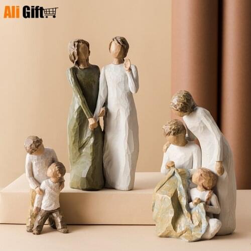 Nordic Resin Family Abstract Character Ornaments Simple Statue Decoration Modern Childrens Toys Creative Home Wedding Gifts