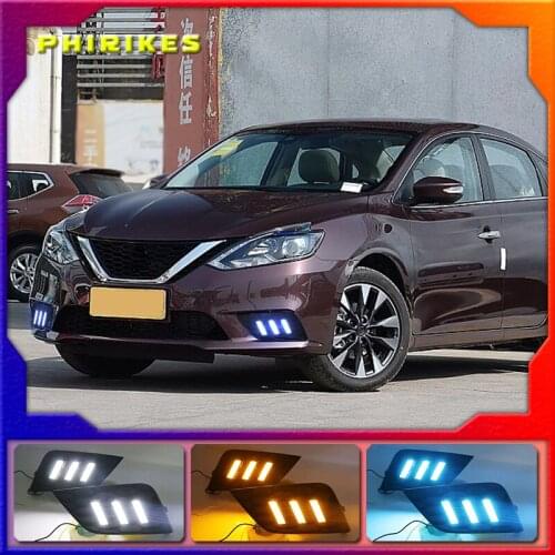 2Pcs LED Daytime Running Light For Nissan Sentra sylphy 2016-2018 Waterproof 12V DRL Fog Lamp Decoration Car accessories