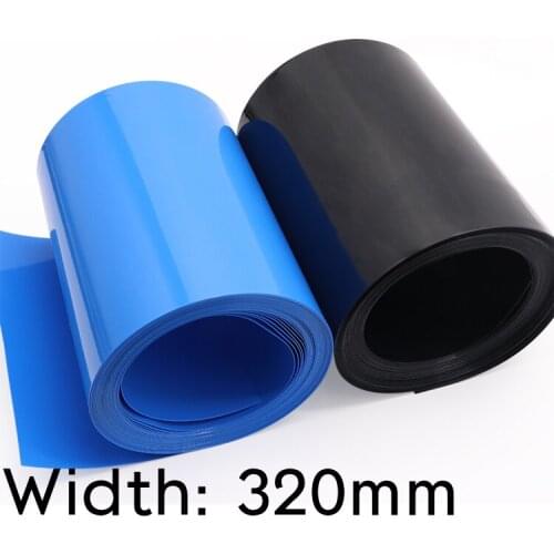 Width 320mm PVC Heat Shrink Tube Dia 204mm Lithium Battery Insulated Film Wrap Protection Case Pack Wire Cable Sleeve Black Blue