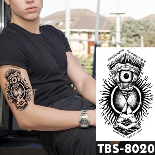 12x19cm Waterproof Temporary Tattoos All-seeing Eye Flash Tattoo Sticker Pyramid Tribal Totem Tatoo DIY Arm Fake Tattoo Men