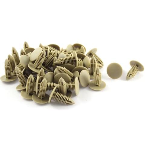 X Autohaux 50Pcs 6Mm Hole Beige Push Plastic Rivets Fastener Door Trim Panel Clip For Car Auto