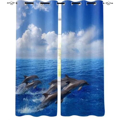 Dolphin The Sea Blue Sky Curtains for Living Room Bedroom Modern Home Decoration Window Curtain Kids Room Home Supplies