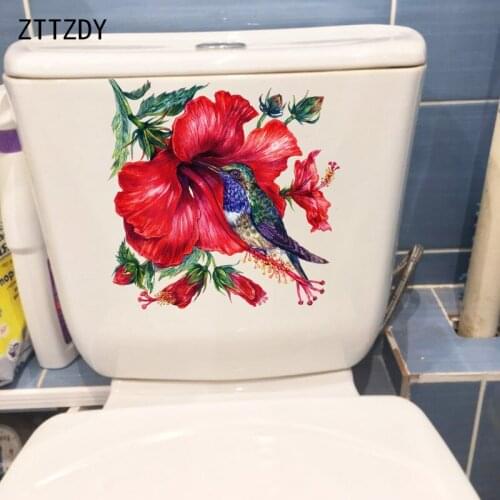 ZTTZDY 22.4×22.3CM Hummingbird Classical Home Room Wall Decor Personality Bathroom Toilet Stickers T2-1062