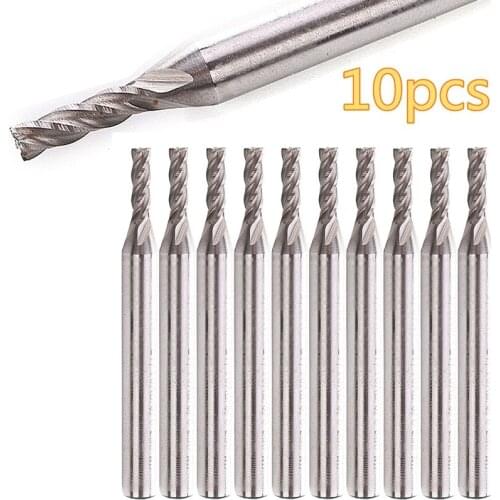 10Pcs 1/4 Inch Straight Shank 1/8 Inch Blade HSS 4 Flute End Mill Cutter Milling Machine Bit Milling Cutter 1/8