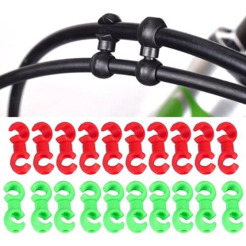 10x S Shaped Hook Clip Rotating Bike Brake Gear Cross Cable Clip Clamp Plastic