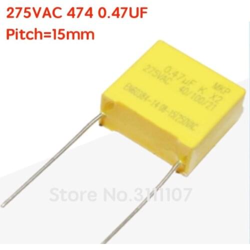 10PCS/LOT 275VAC 474 0.47UF 275V Pitch 15mm Safety Capacitor Polypropylene Film Capacitor Capacitance