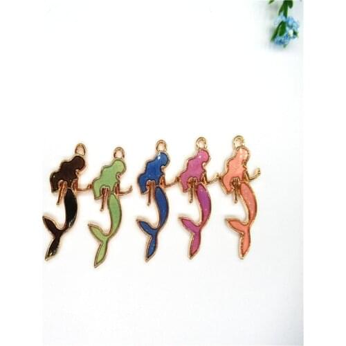 20pcs Beautiful Mermaid Enamel DIY Pendant Handmade Alloy Accessories Starry Alloy Jewelry Accessories Earrings