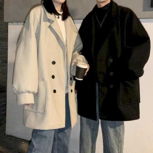 2021 Winter Loose Cashmere Coat Men and Women Long Big Oversize Wool Coat Autumn Korean Female Wool Jacket Outerwear Camel Coat