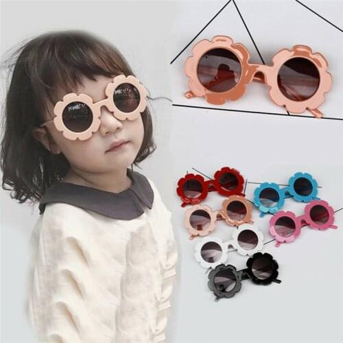 Kids Sunglasses Flower Boys Girls Round Glasses Children Baby Plastic Eyewear