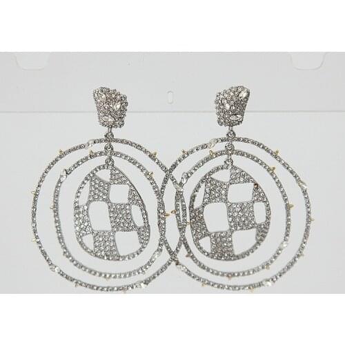 European and American Fashion Parts Luxury Inlaid Zircon Large Elegant Fashion Ear Stud Ear Stud Female Two-Color