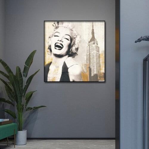 Canvas Wall art print abstract famous actress Marilyn Monroe oil sexy painting Poster Pictures Frame Oil Painting for Room Decor