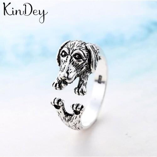 Kindey Personality Silver Color Dog Rings For Women Bridal Wedding Jewelry Adjustable Size Finger Rings