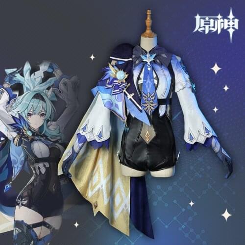 Eula Cosplay Jumpsuit Game Genshin Impact Women Costumes Anime Project Gods Eye Lace Accessories Halloween Cloak Jacket Lolita