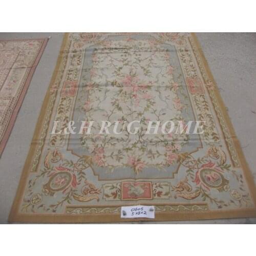 Free Shipping 5'X8' French Woolen Aubusson rug handmade 100% New Zealand wool rugs and carpets