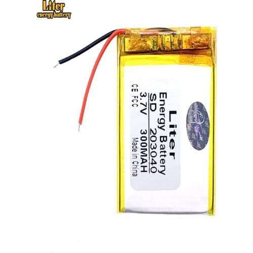 Li po rechargeable battery 203040 300mah 3.7v 253040 ultra thin lithium polymer battery