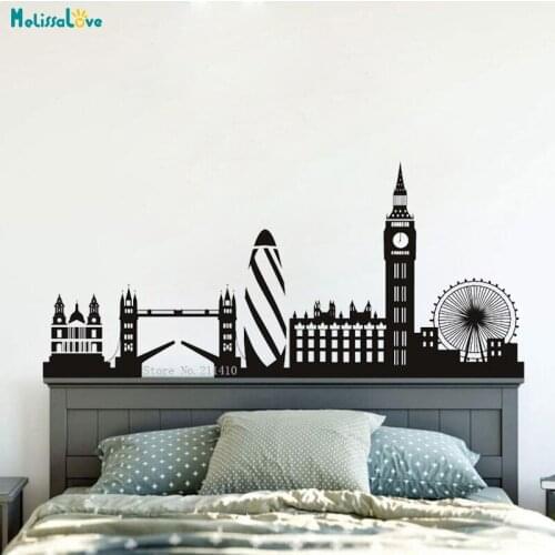 London Skyline Wall Sticker City Silhouette England Scape Decals Living Room Bedroom Office Home Art Vinyl Murals YT4781