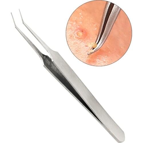 Face massager 3 pcs/set Acne Needle Tweezers Blackhead Pimples Removal Pointed Bend Gib Head Comedone Acne facial massage
