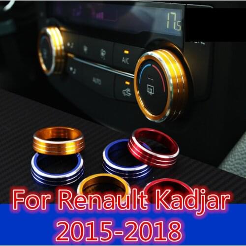 Modified special air conditioning adjustment knob decorative ring Interior decoration Accessories For Renault Kadjar 2015-2018