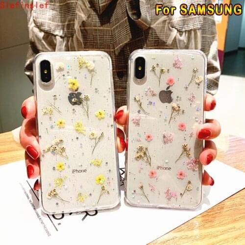 Real Dried Flowers Soft Cover For Samsung A51 A71 A91 A40 A50 A70 A10 A20 A20E Phone Case on Galaxy S20 U S10 Plus Note 10 Cover