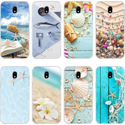 8H Blue Wood Seashells Sea Star Soft Silicone Tpu Cover phone Case for Samsung j3 j5 j7 2016 2017 a3 2016 a5 2017 a6 2018