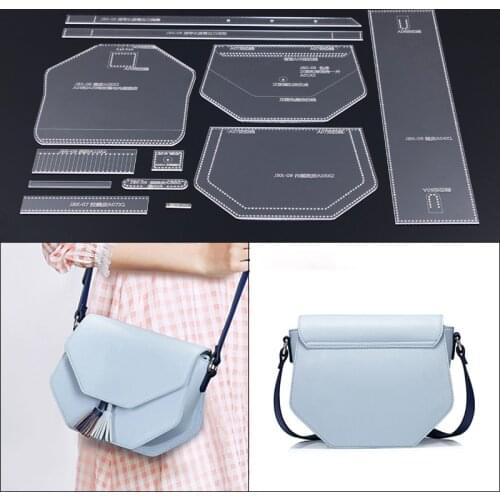 1set Shoulder Bag Women Handbag Template Clear Acrylic Leather Pattern DIY Hobby Leathercraft Sewing pattern stencils