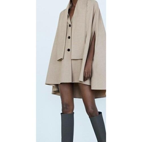 New Style Ladies Autumn and Spring Cloak Windbreaker Pocket Coat Open Stitch V-neck Long Coat Ladies Streetwear Coat 2021 New