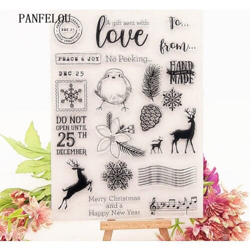 PANFELOU 15.5*21.5 forest snow Transparent Silicone Rubber Clear Stamps Scrapbooking/DIY Easter Happy New Year wedding cards