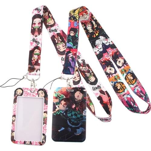 PF214 Dongmanli Anime Demon Slayer Anime Key lanyard Car Keychain ID Card Pass Gym Mobile Phone Badge Key Ring Holder Jewelry