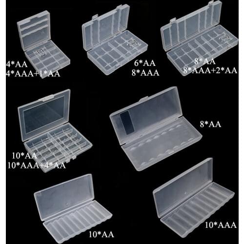 4/6/8/10 Grid AA AAA Plastic Battery Holder Case Organizer Container Batteries Storage Box Holder Hard Case Cover Battery Holder