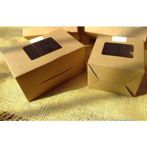 XXL Size:18.8*6.9*24.8CM Kraft paper box with PVC open Windows Biscuits Dried food packing kraft paper box Gift box 100pcs/lot