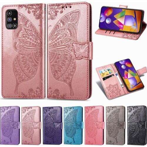 Luxury BUTTERFLY Flip Case For SAMSUNG GALAXY M31s M31S M 31s Fashion Soft SILICONE SLOT Cover Wallet Leather Cases
