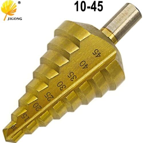 Hss Multiple Hole 8 Sizes 10/15/20/25/30/35/40/45mm Titanium Step Drill Bit 8 Steps Cone Drill Bit Hole Groove Metal Wood Cut
