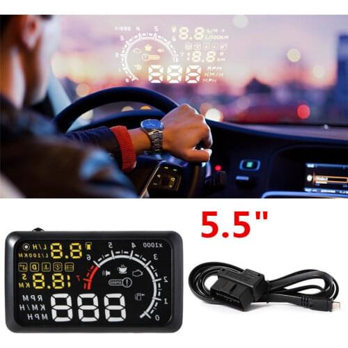 Universal Auto 5.5" Car OBD2 II Head-Up Display Car-styling Hud Display Overspeed Warning Windshield Projector Alarm System