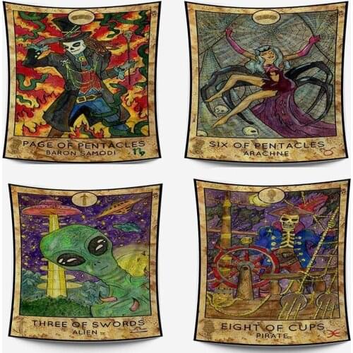Vintage Stale Chic Tarot Tapestry Wall Hanging 3D Printed Banner Flag Blanket Wall Cloth Bohemian Mandala Tapestries Wall Carpet