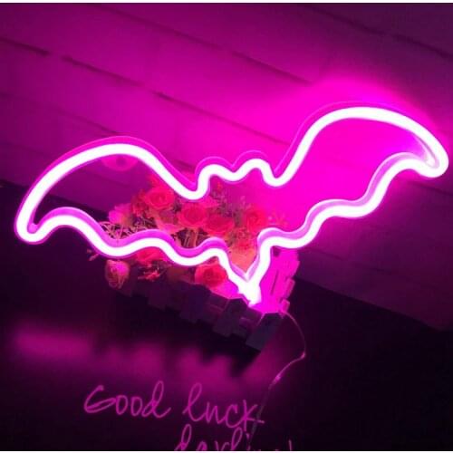 Fashion Colorful Neon Bat Led Neon Sign Light Holiday Xmas Party Wedding Decorations Kids Room Night Lamp Home Wall Decor Bar