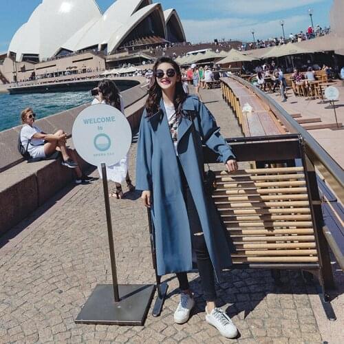 Windbreaker Women Coat Long Section Korean Spring Autumn Models 2020 New Casual Wild Slim Quality Over the knee Trench Coat W41