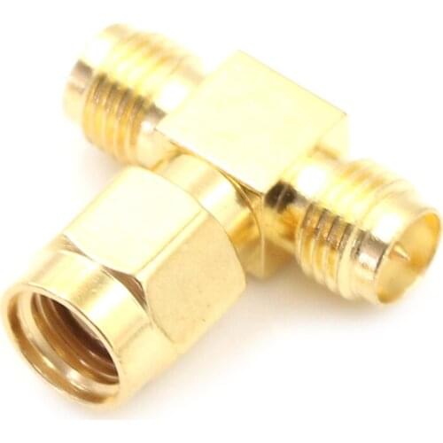 Female 3 Way Adapter RF Coaxial Coax Adapter RP-SMA To RP-SMA 3 Way Triple T Connector RP-SMA Male To 2 RP-SMA