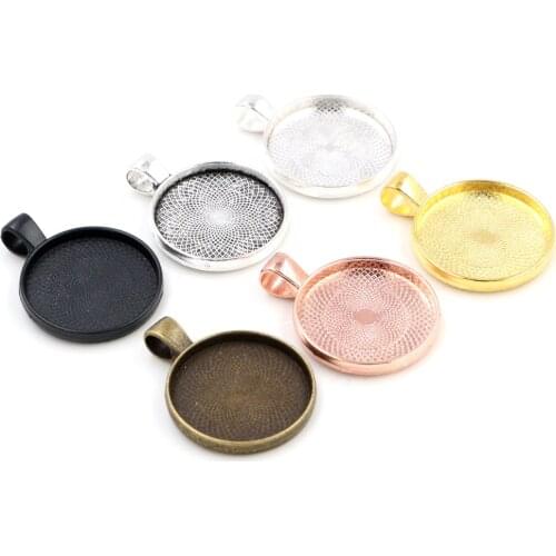 10pcs 20mm Inner Size 6 Classic Colors Plated Classic Style Cabochon Base Setting Charms Pendant