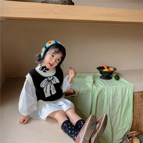 Girls Suits Blouse + Vest 2pcs Kids Cotton 2021 Fashion Spring Autumn Uniforms Custom Sport Sets Teenagers Outwear Children Clot