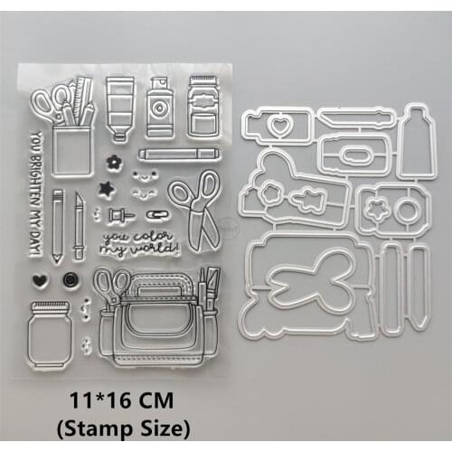2021 New Bag Stationery Clear Stamps and Metal Cutting Dies DIY Scrapbooking Embossing Album Seal Template Punch Stencils