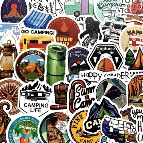 50Pcs/Lot 2021 Outdoor camping travel cartoon Waterproof stickers For Laptop Bike Motorcycle Phone Car Case Decal Stickers
