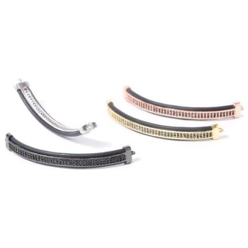 60*8mm tube crystal micro pave cz zircon cubic zirconia beads copper silver gold black plated bracelet accessories xft34