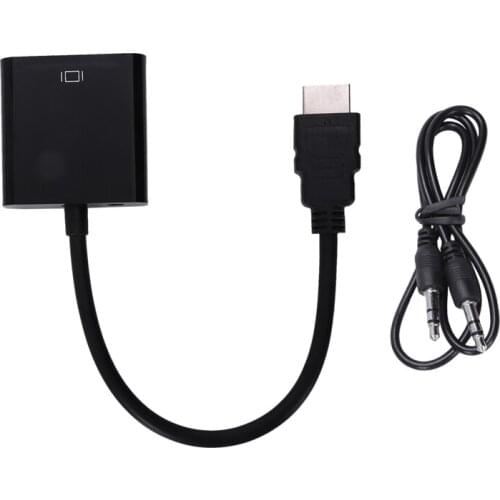 HDMI to VGA converter adapter + 3.5 mm o jack full HD 1080P black