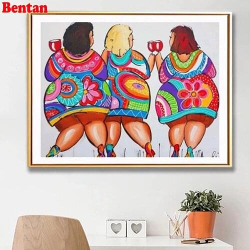 DIY Diamond Painting By Number Mosaic Cartoon fat lady Rhinestone Embroidery Cross Stitch Handmade Gift Decorations For Home