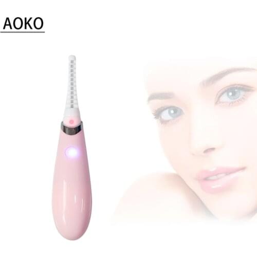 AOKO USB Rechargeable Electric Eyelash Curler Heated Makeup Long Lasting Natural Eye lashes Curling Auto Heating Beauty Tools