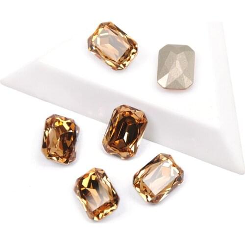CTPA3bl 4627 K9 Popular Glass Rhinestones Octagon Shape Lt. Col. Topaz Color Loose Rhinestone For 3D DIY Nail Art Decoration