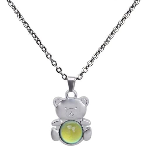 Temperature Mood Bear-shaped Color Necklace Emotion Necklace